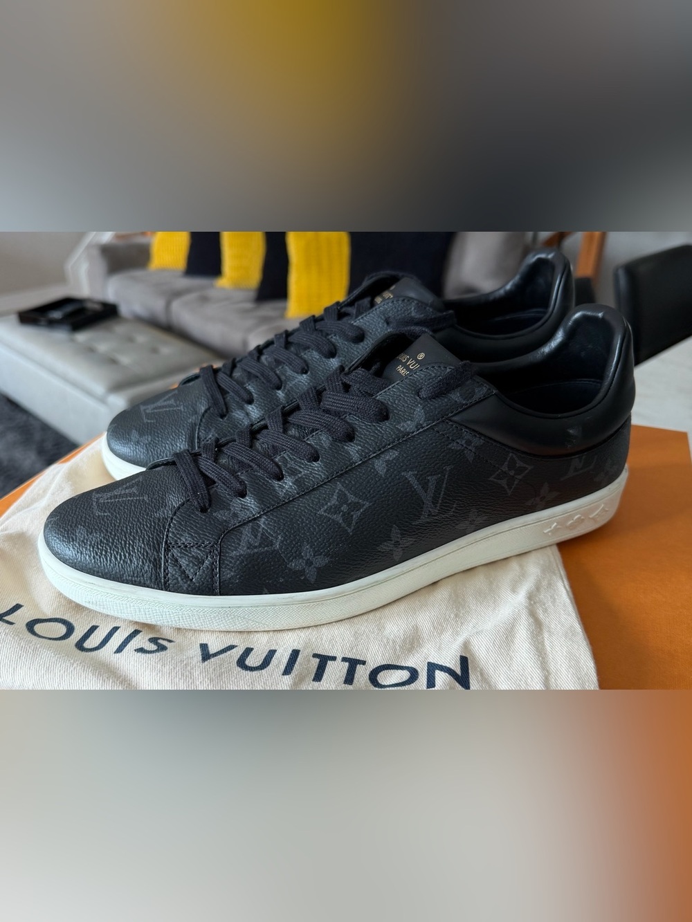 Louis Vuitton Luxembourg Men’s Black Monogram Low-Top Sneakers